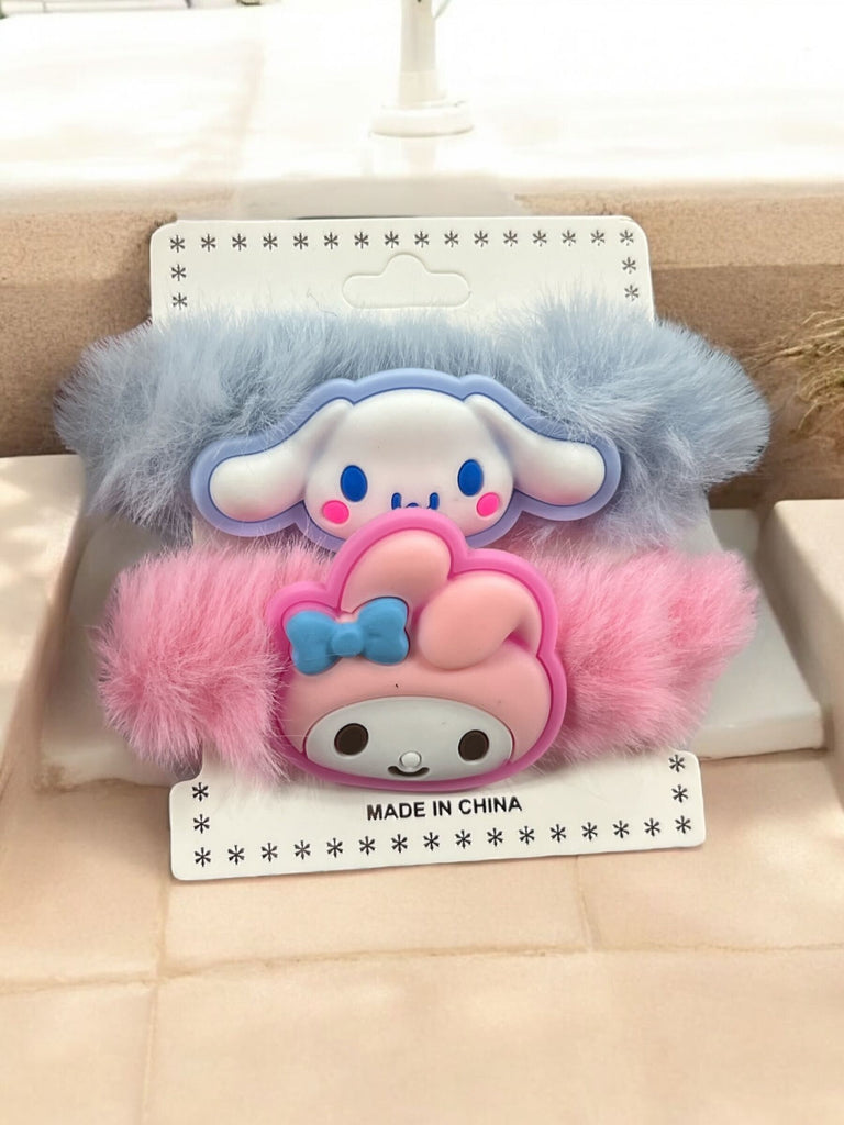 Fuzzy Sanrio Hair Ties 2PC