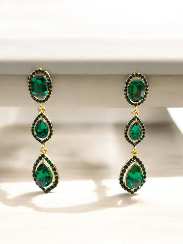 3 Stone Teardrop Earrings