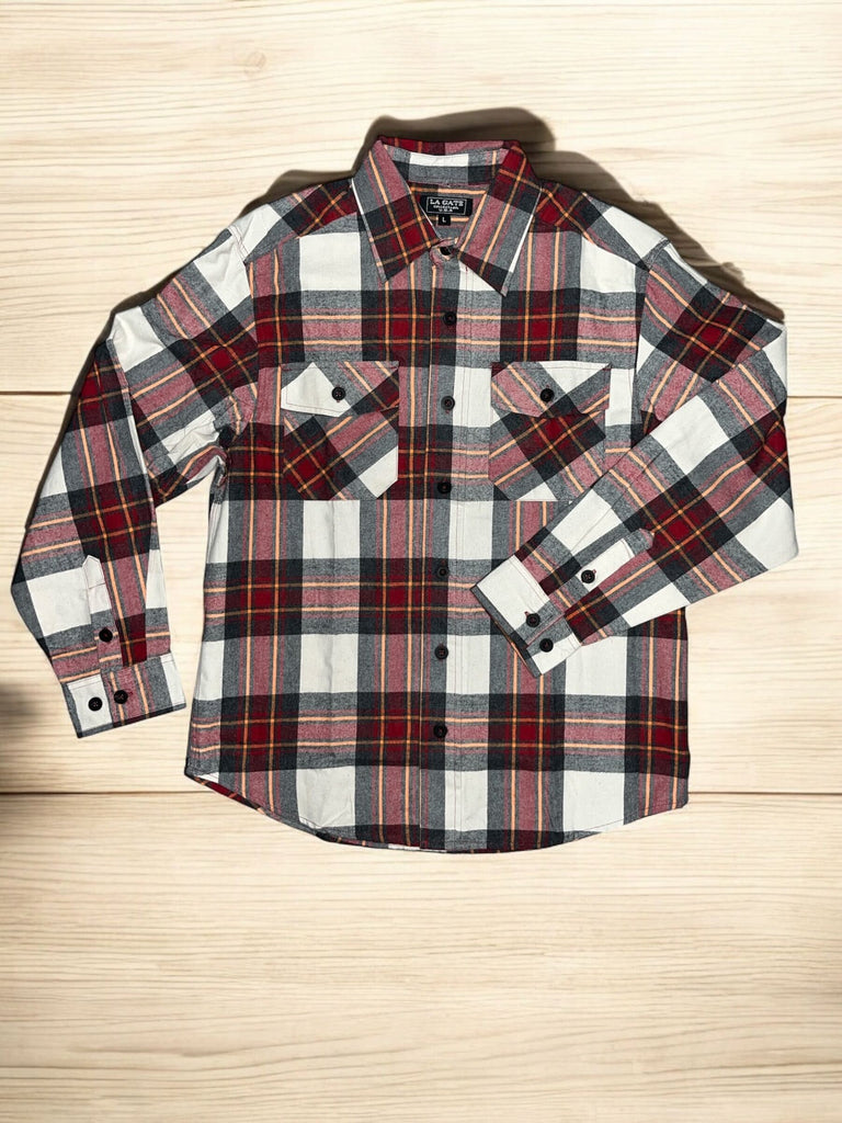 LA Gate Long Sleeve Flannel Red/Cream