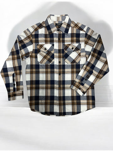 LA Gate Long Sleeve Flannel Navy/White