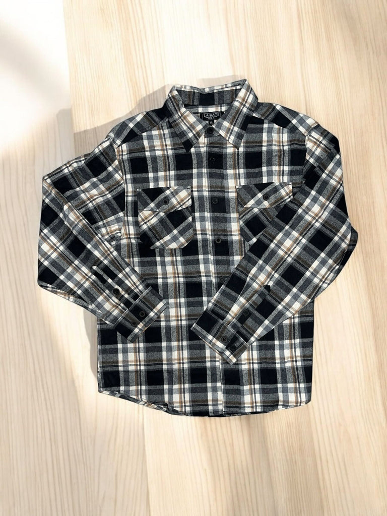 LA Gate Long Sleeve Flannel Black/Cream