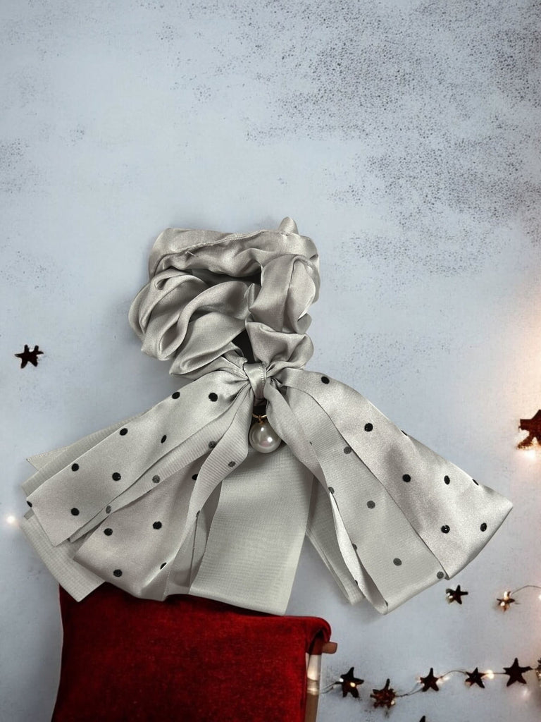 Polkadot Ribbon Hair Scrunchie