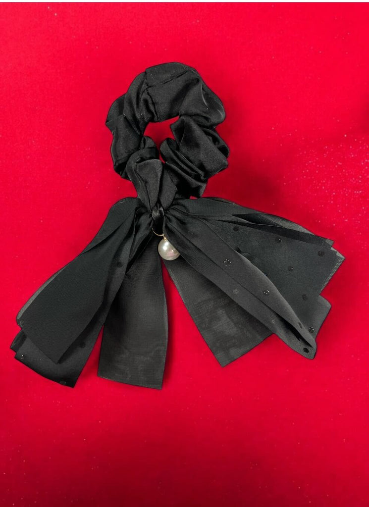 Polkadot Ribbon Hair Scrunchie