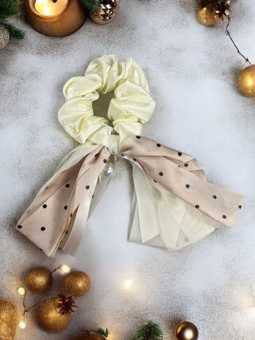 Polkadot Ribbon Hair Scrunchie