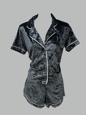 Crushed Velvet Top & Shorts Set