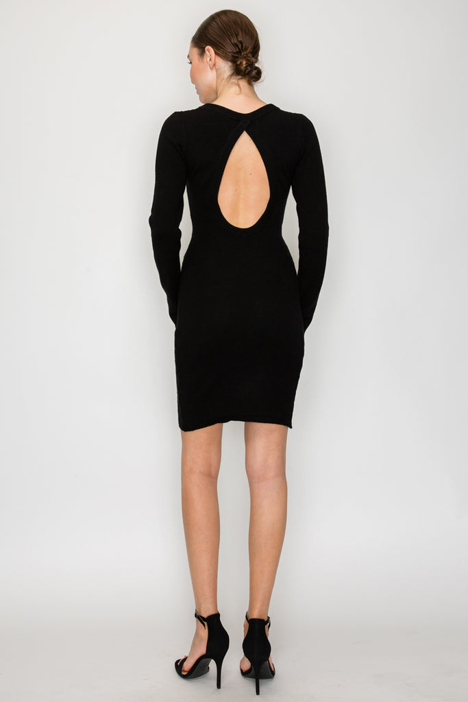 Open Back Sweater Knit Dress 2173