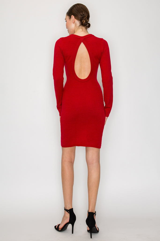 Open Back Sweater Knit Dress 2173