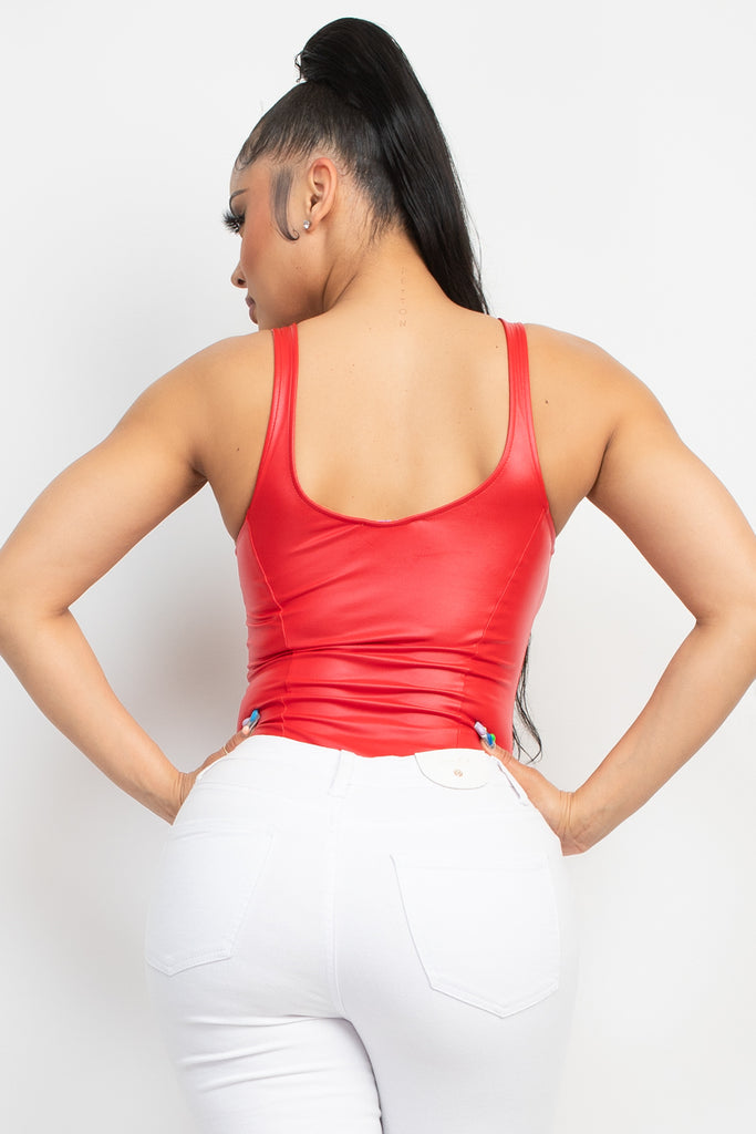 Faux Leather Bodysuit 92377