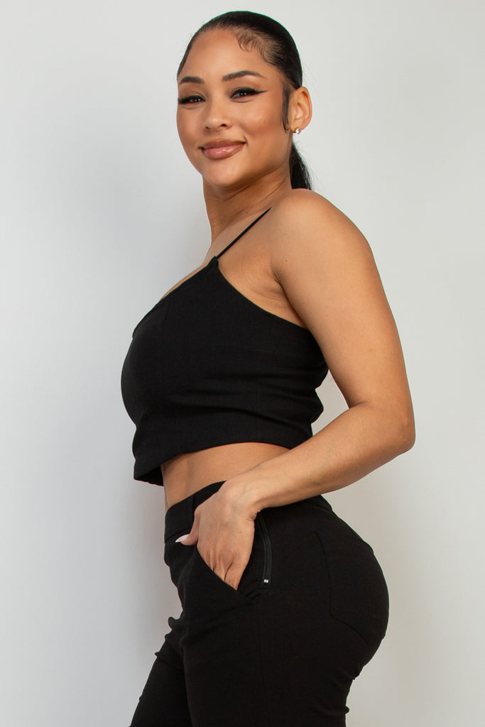 Satin Shirred Crop Top 92907