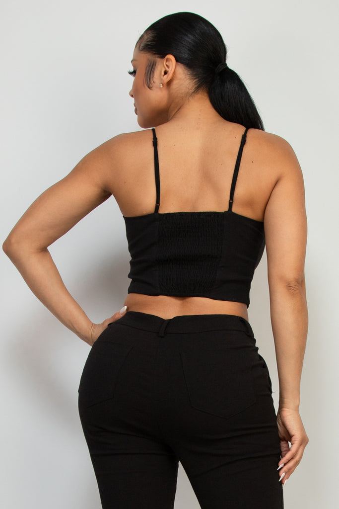 Satin Shirred Crop Top 92907