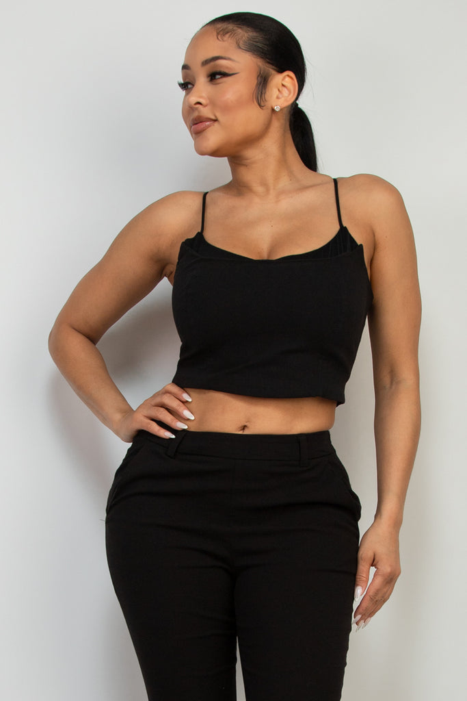 Satin Shirred Crop Top 92907