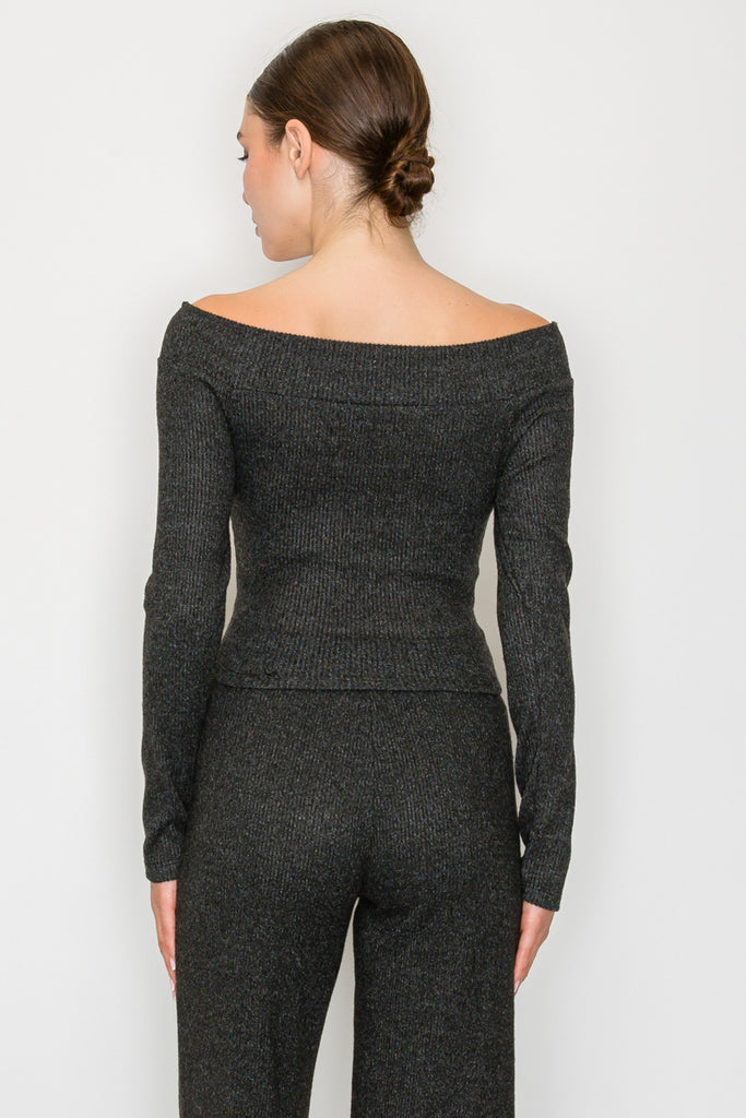 Off-Shoulder Ribbed Top 93125