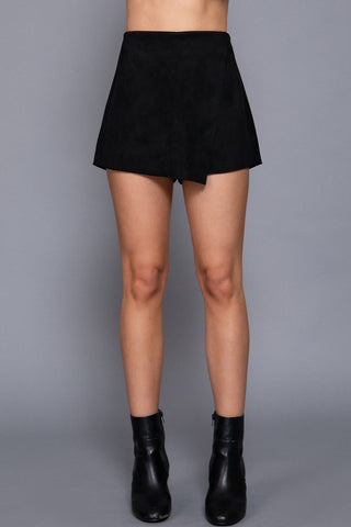 Front Wrap Faux Suede Skort 13239