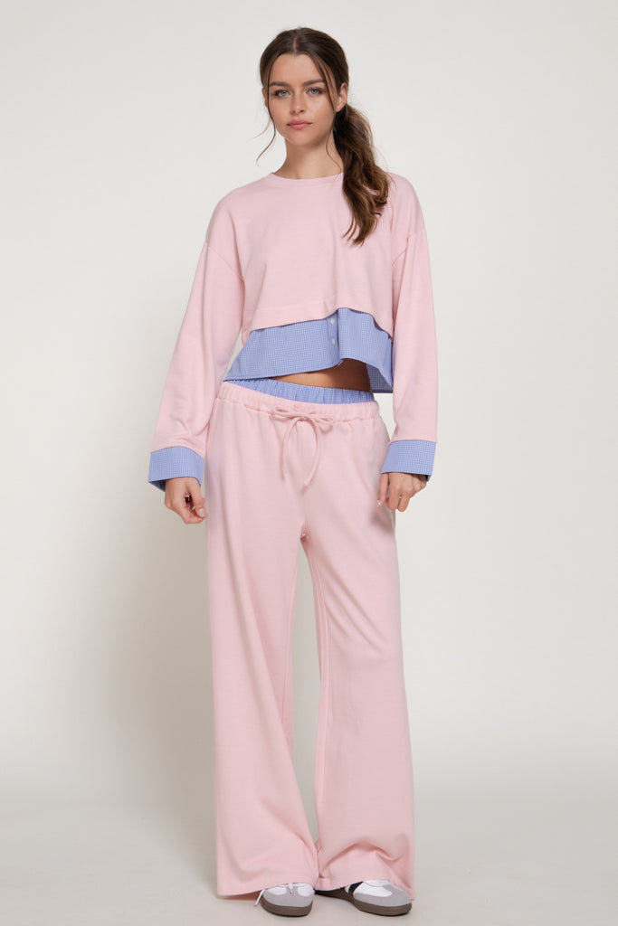 Contrasting French Terry Pants 14858