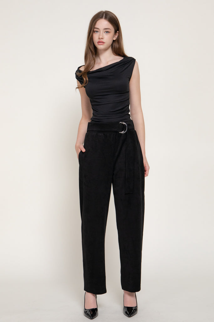 Belted faux Suede Pants 15425
