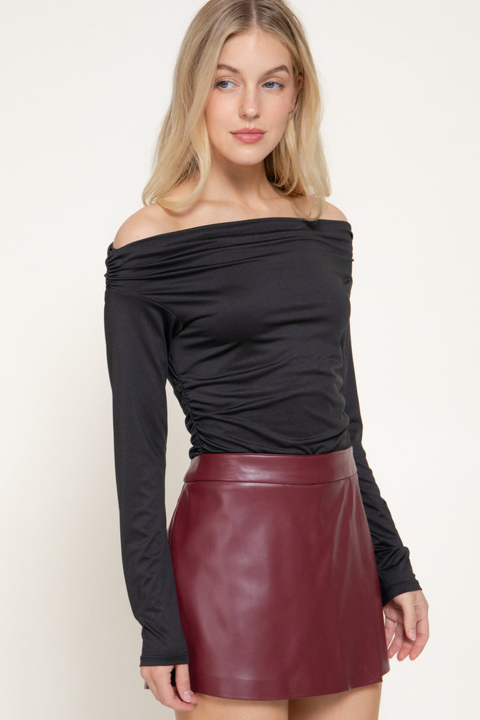 Off Shoulder Shirring Bodysuit 15651
