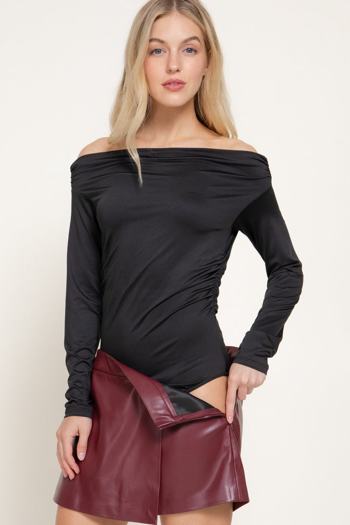 Off Shoulder Shirring Bodysuit 15651