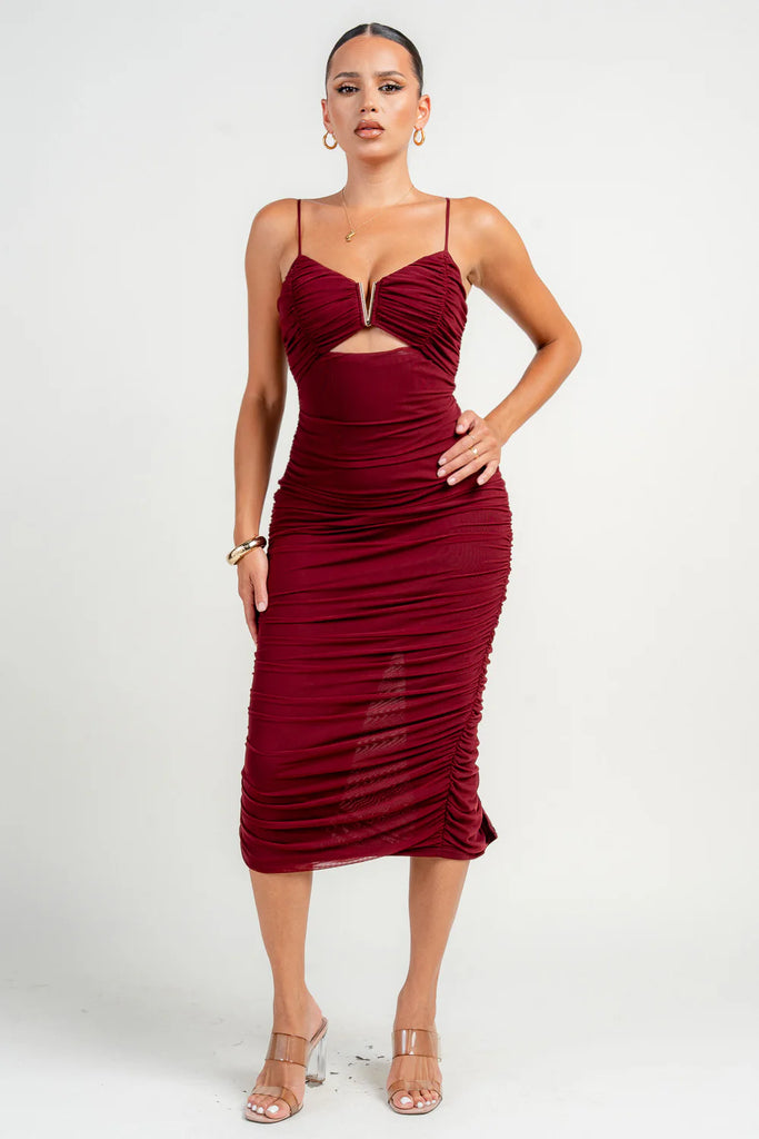 Luxe Gold Metal Sweetheart Midi Dress 78014