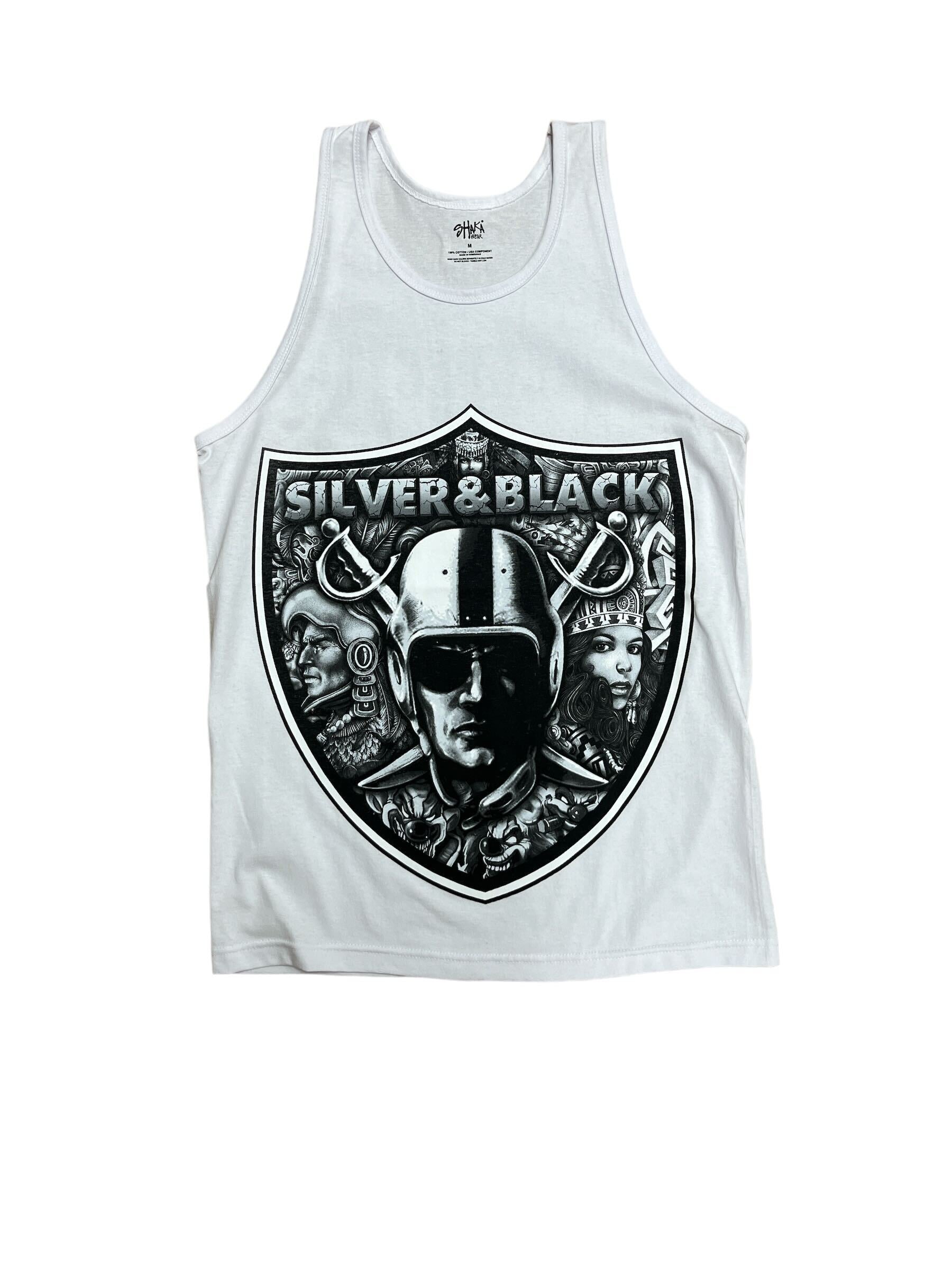 shaka wear, Shirts, Las Vegas Raiders Silver And Black Tank Top