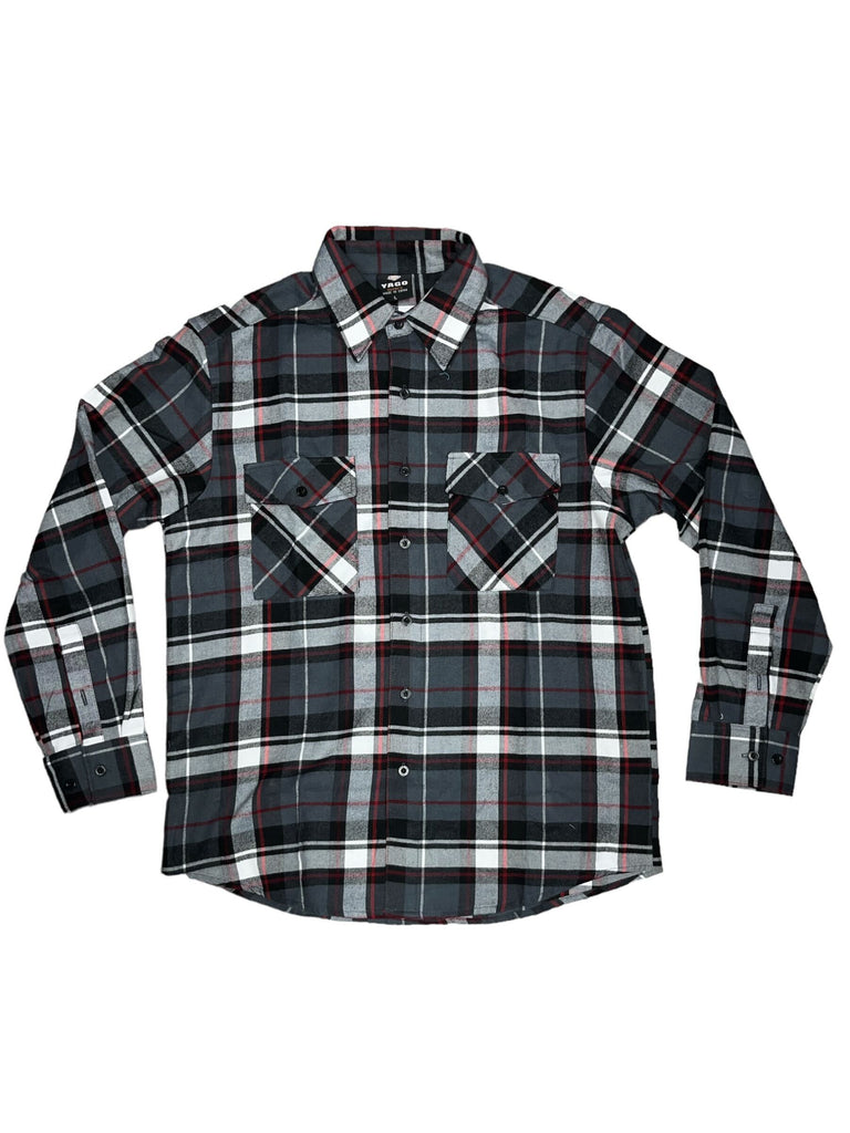 Yago Flannel Long Sleeve Shirt Charcoal F4