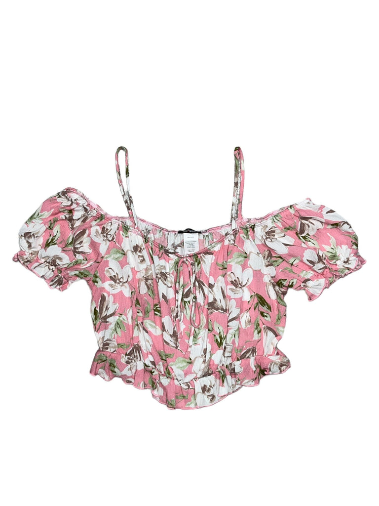 Gauze Off-Shoulder Floral Print Top 3147 ( FINAL SALE )