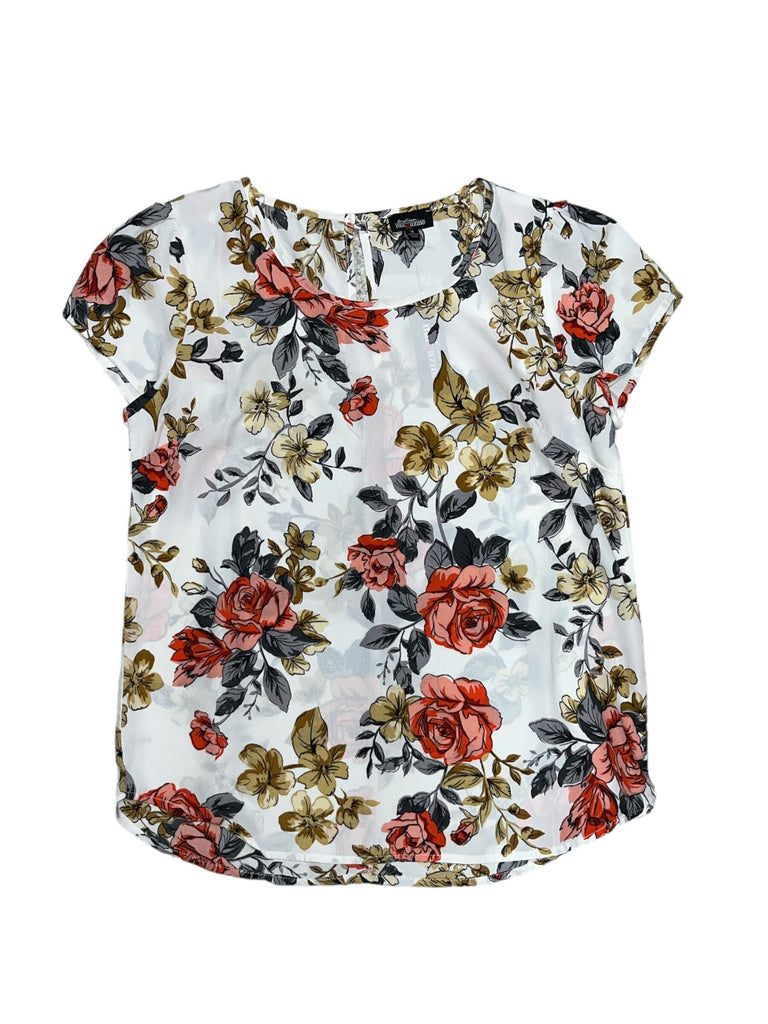 Flower Print Back Keyhole Top 9719 ( FINAL SALE )
