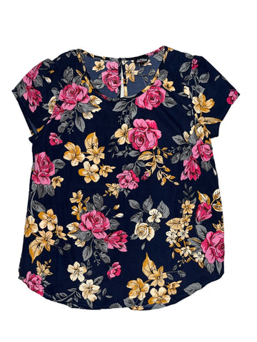 Flower Print Back Keyhole Top 9719 ( FINAL SALE )