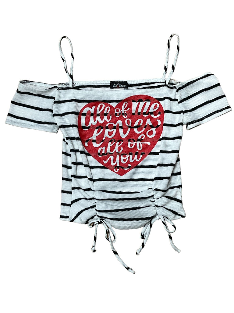 Love Print Off Shoulder Top 1924 ( FINAL SALE )