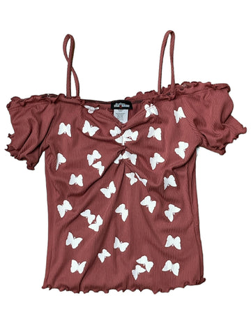 Butterfly Print Off Shoulder Top 2251 ( FINAL SALE )