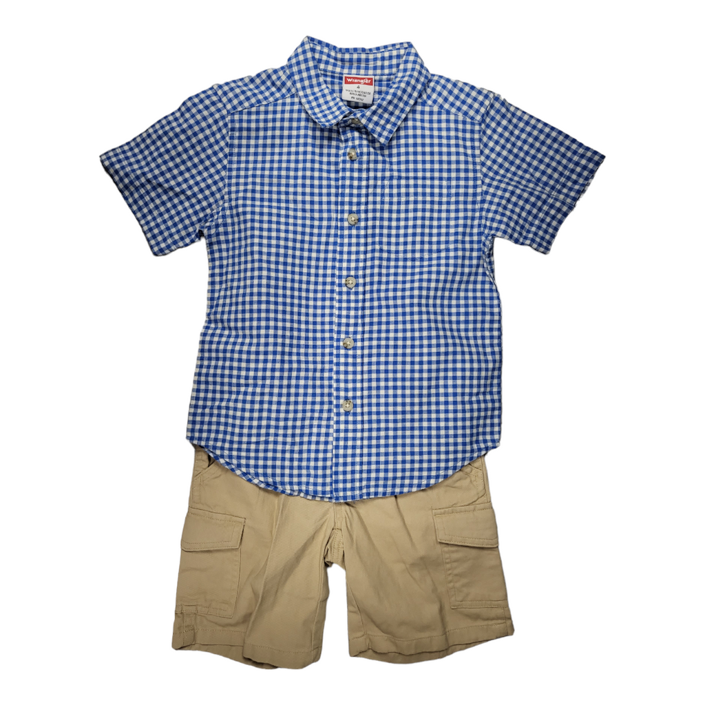 Plaid Button Up & Cargo Shorts Boy's Set Wrangler