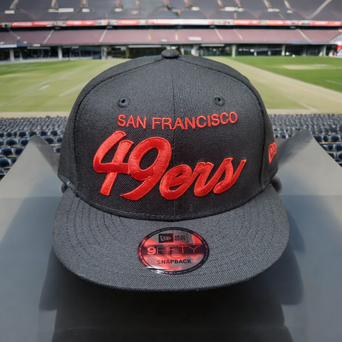 SF 49ers Black Script Black Red Snapback