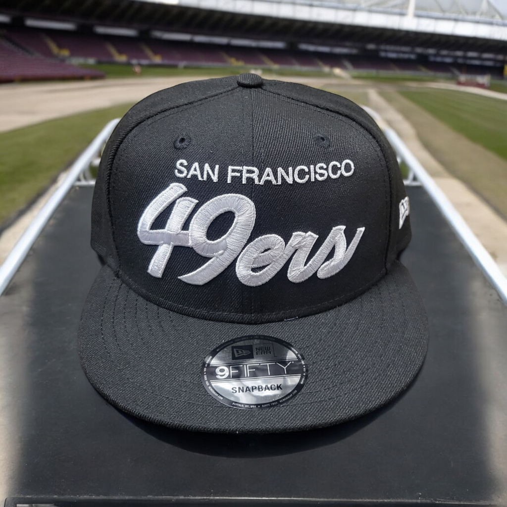 SF 49ers Script Black Whte Snapback