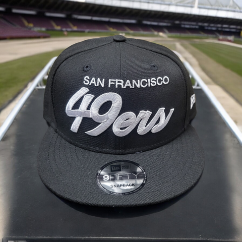 SF 49ers Script Black Whte Snapback