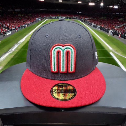 Mexico Baseball Charcoal Red Fitted Cap
