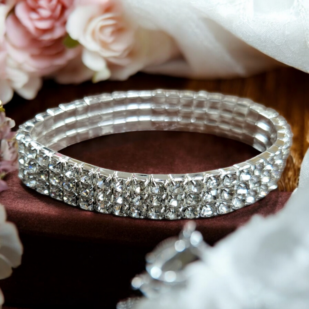 3 Row Diamond Bracelet Silver