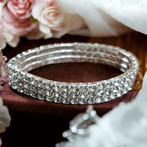 3 Row Diamond Bracelet Silver