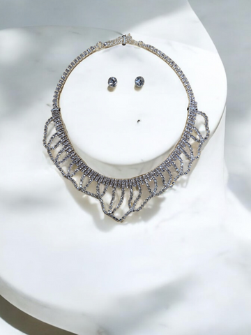 Diamond Choker & Stud Earrings Set