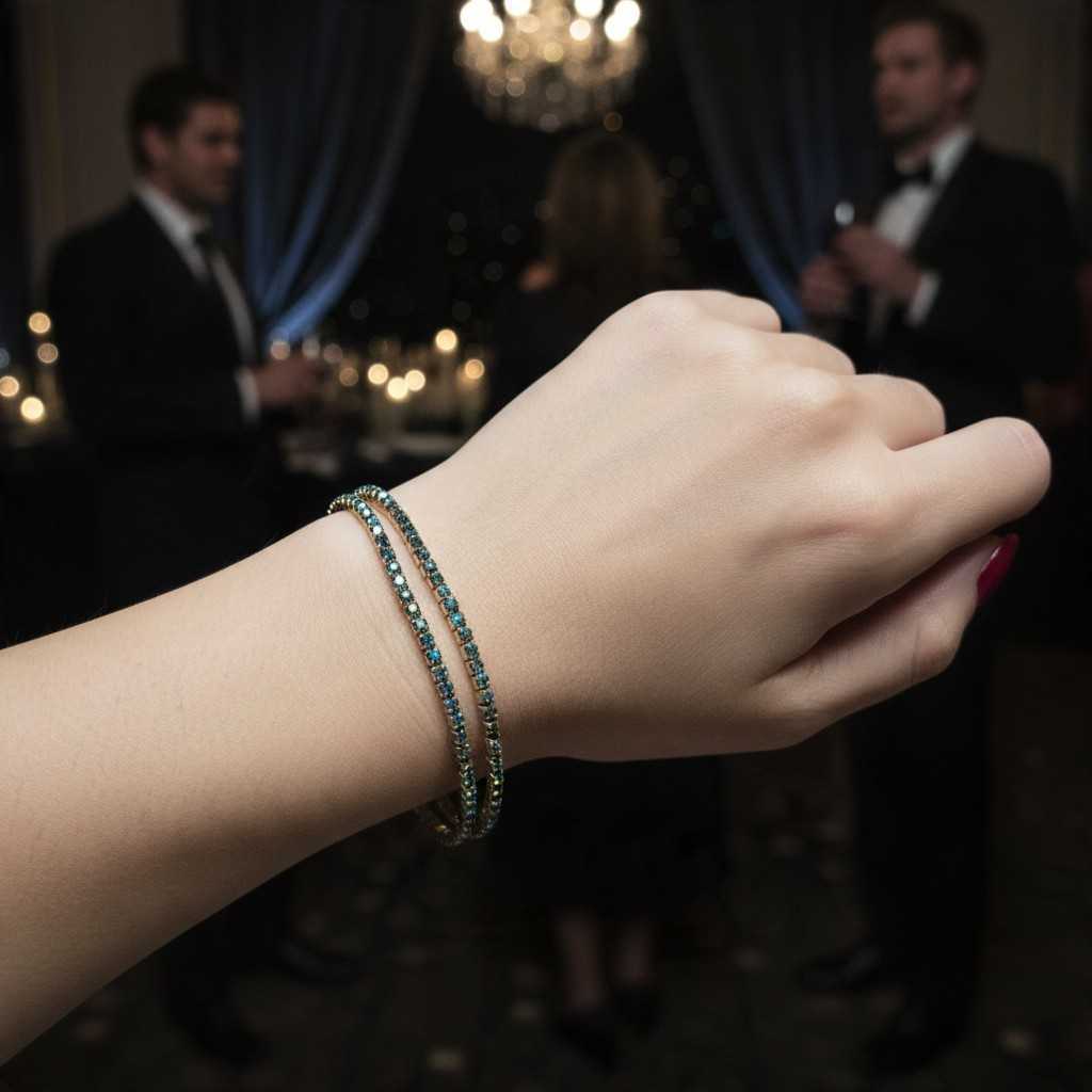 Single Row Rhinestone Stretch Gold Bracelet Pair