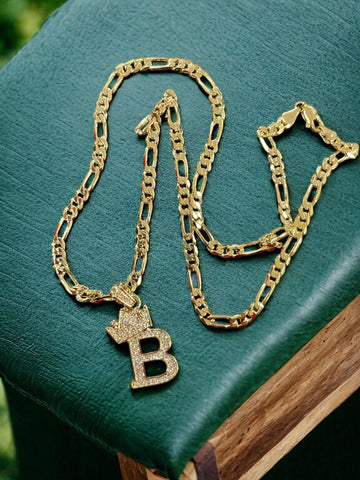 Men's Figaro Style Chain w/ Letter Pendant