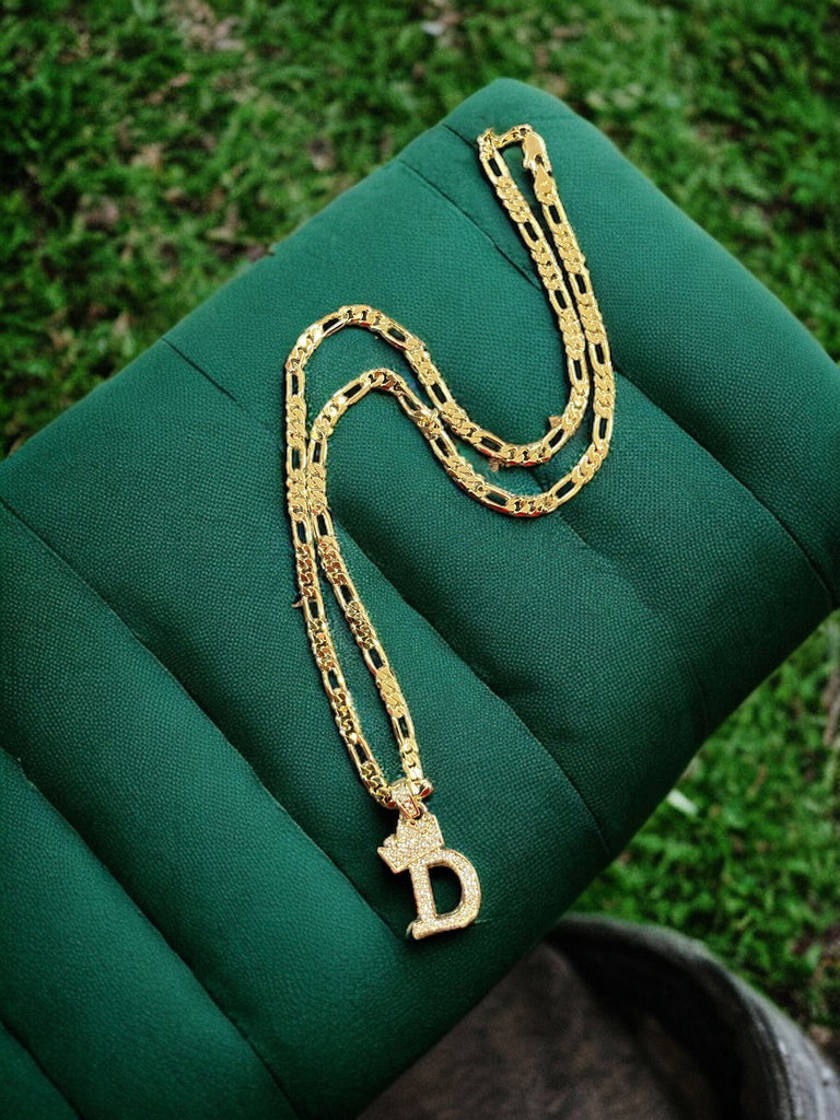 Men's Figaro Style Chain w/ Letter Pendant