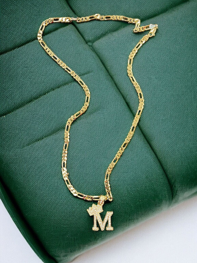 Men's Figaro Style Chain w/ Letter Pendant