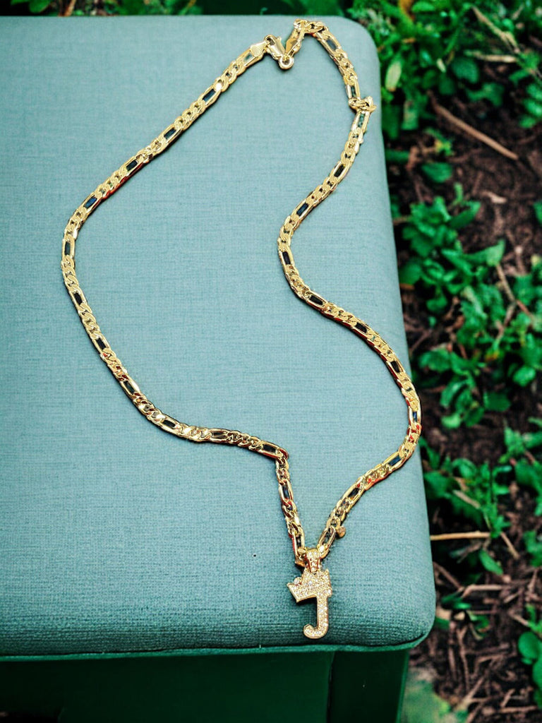 Men's Figaro Style Chain w/ Letter Pendant