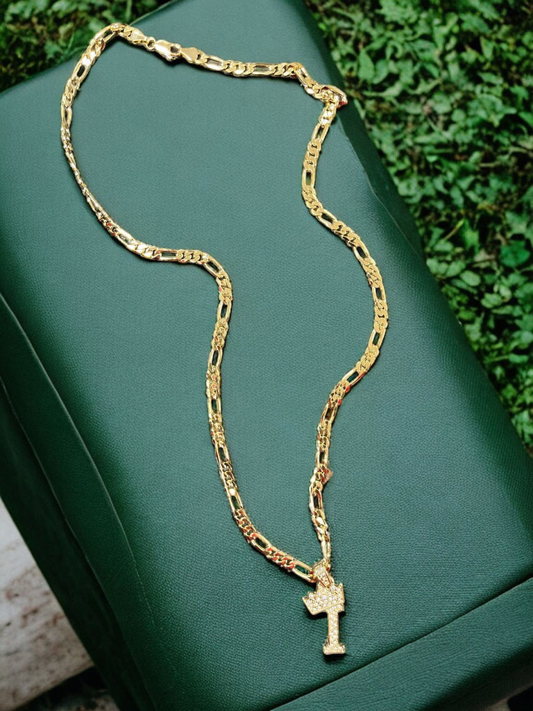 Men's Figaro Style Chain w/ Letter Pendant