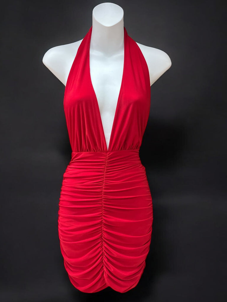 Rushed Halter Top Dress 3913