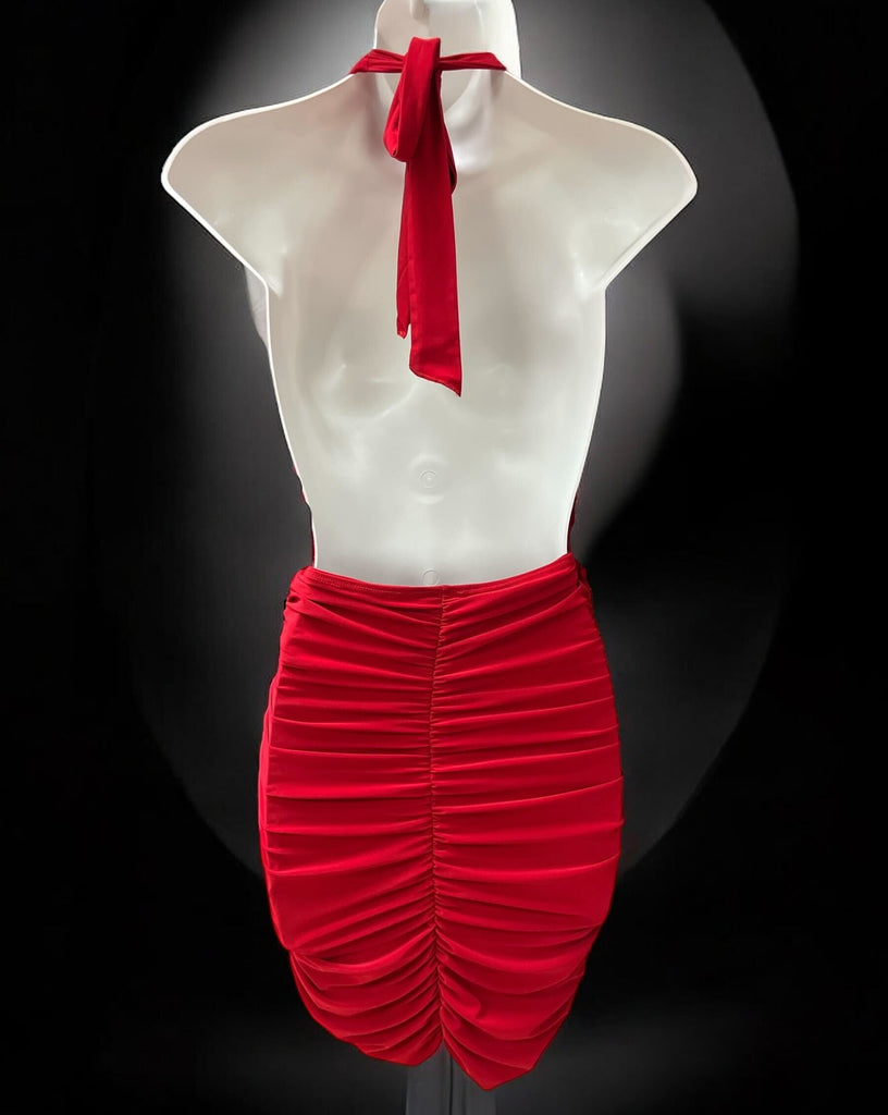 Rushed Halter Top Dress 3913