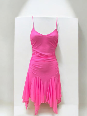 Mesh Spaghetti Dress w/ Frills 1594