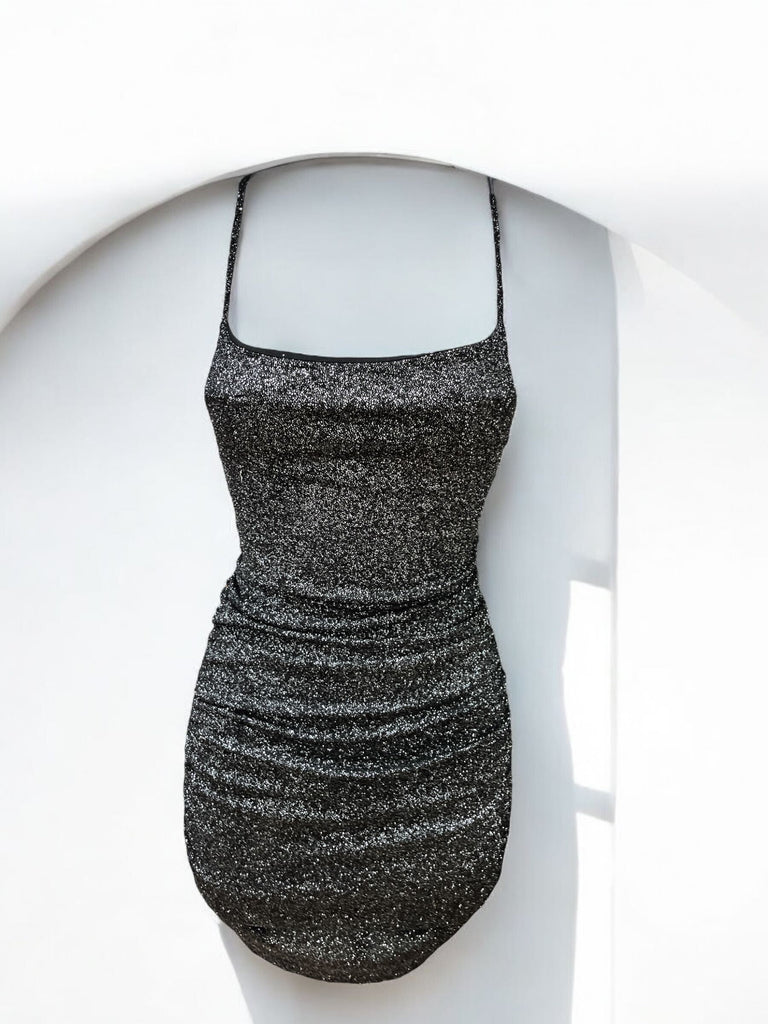 Side Rushed Glitter Shimmer Dress Cristina 1485R