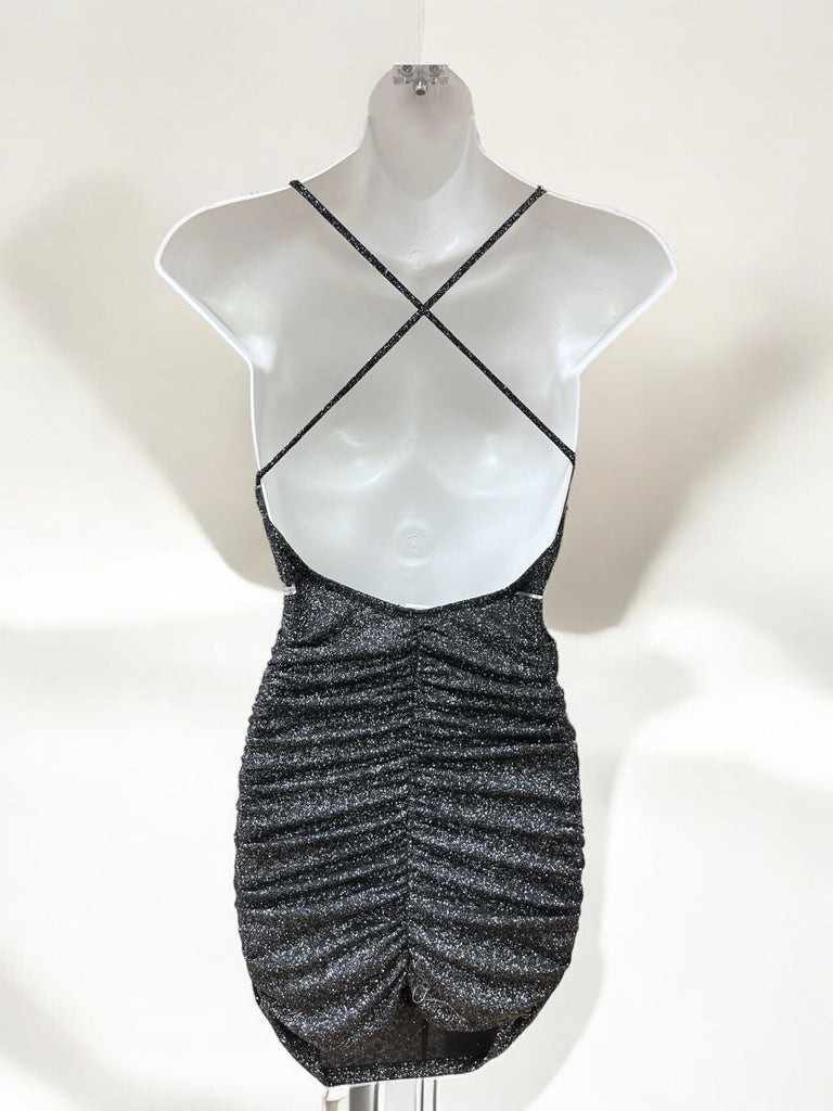 Side Rushed Glitter Shimmer Dress Cristina 1485R