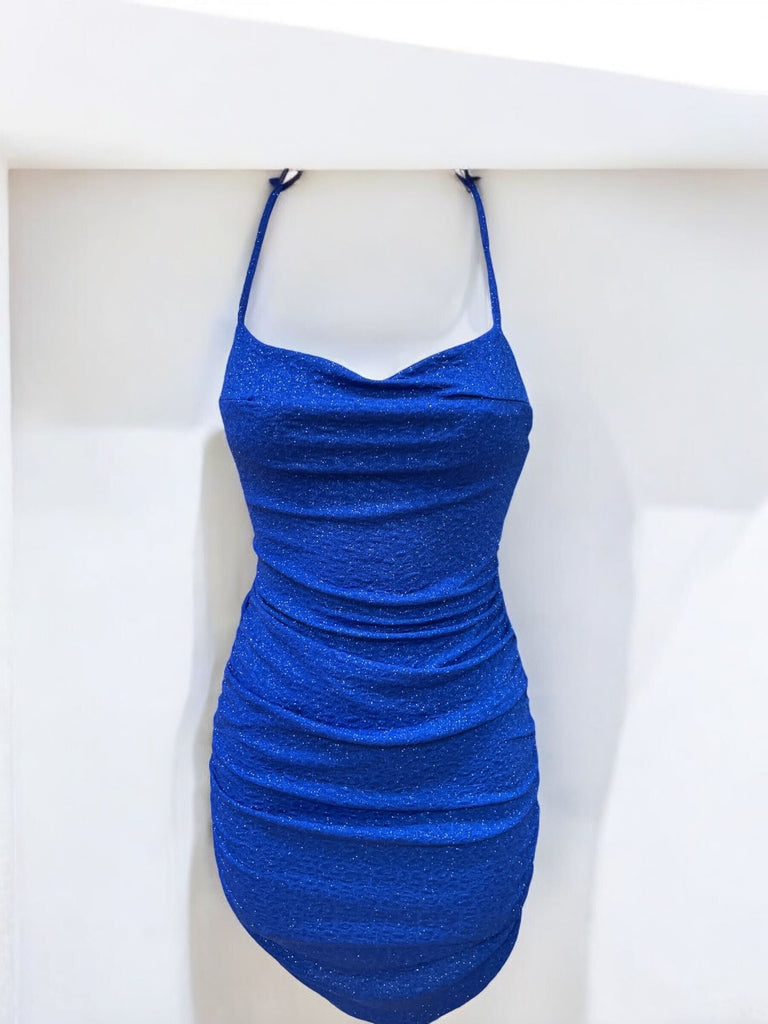 Side Rushed Glitter Shimmer Dress Cristina 1485R