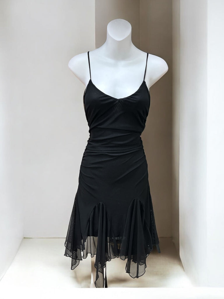 Mesh Spaghetti Dress w/ Frills 1594